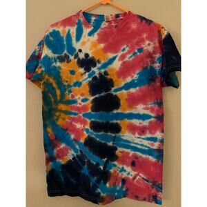 Blue Pink and Orange Spiral Tie Dye T-Shirt New Size Medium M